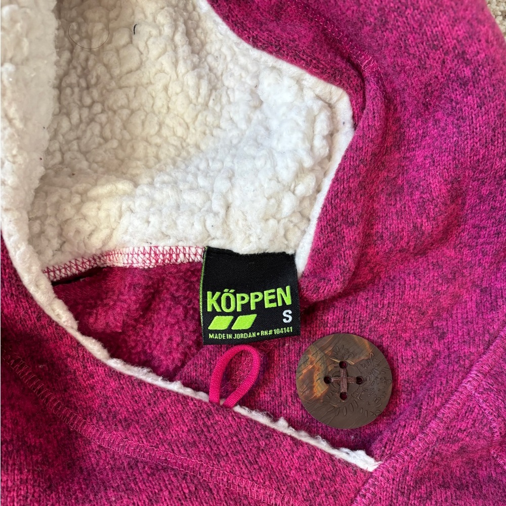 KOPPEN Fleece Pullover with Sherpa lined Hoodie Pink Size Small - Picture 3 of 7